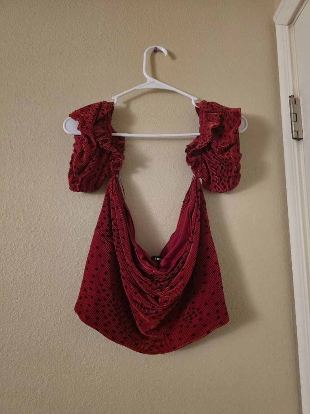 Express Size XL Red Heart Crop Top Off Shoulder